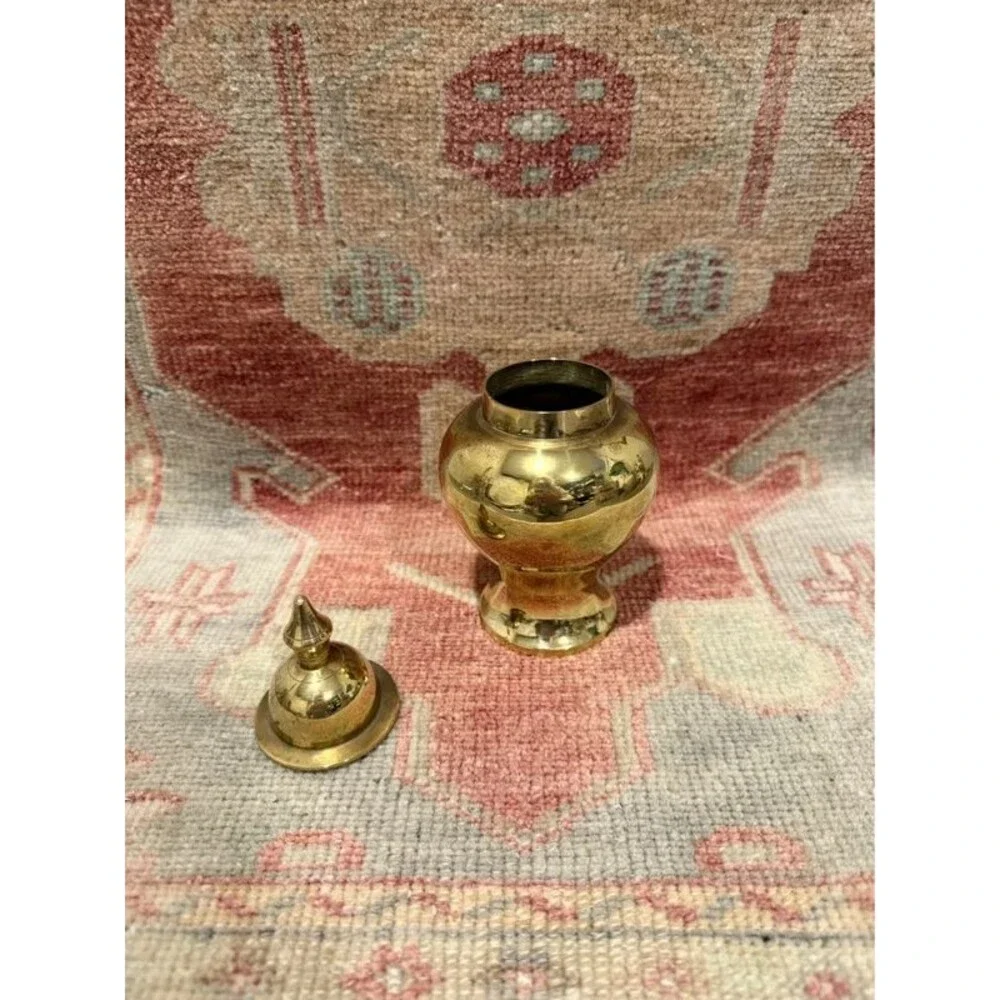 Vintage Lidded Brass Ginger Jar Temple Jar Urn